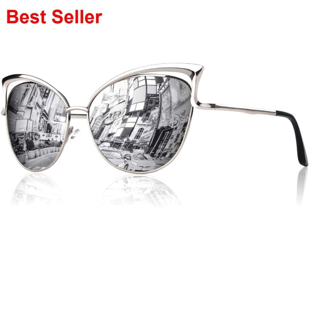 Oversized Cat Eye Sunglasses Polarized UV400 Protection Metal Frame